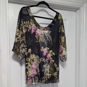 Black Floral Blouse